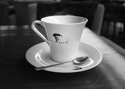 café, taza, bebida caliente, Pausa café, resto, cubierta, blanco y negro