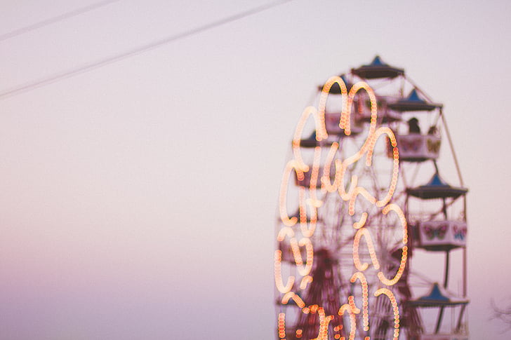 Carousel, Chuỗi, ánh sáng, Ferris wheel, công viên giải trí, rides, vui vẻ