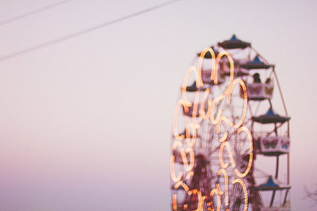 carousel, string, light, ferris wheel, amusement park, rides, fun