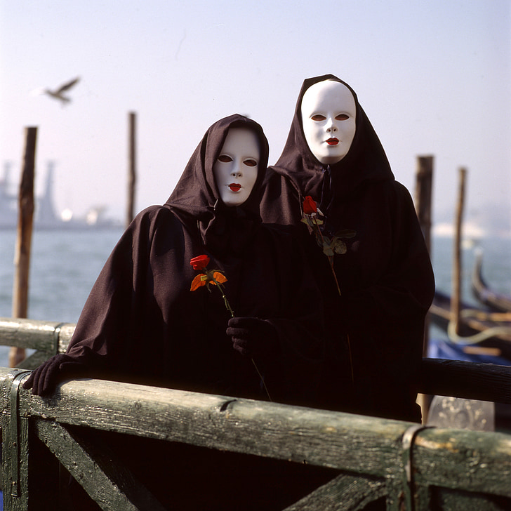 maska, Benátky, Karneval, Benátská maska, kostým, Itálie, Venezia