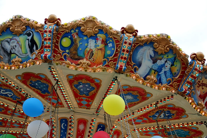 karuselis, ātrums, savukārt, godīgu, jautri, gaisa balons, kultūras