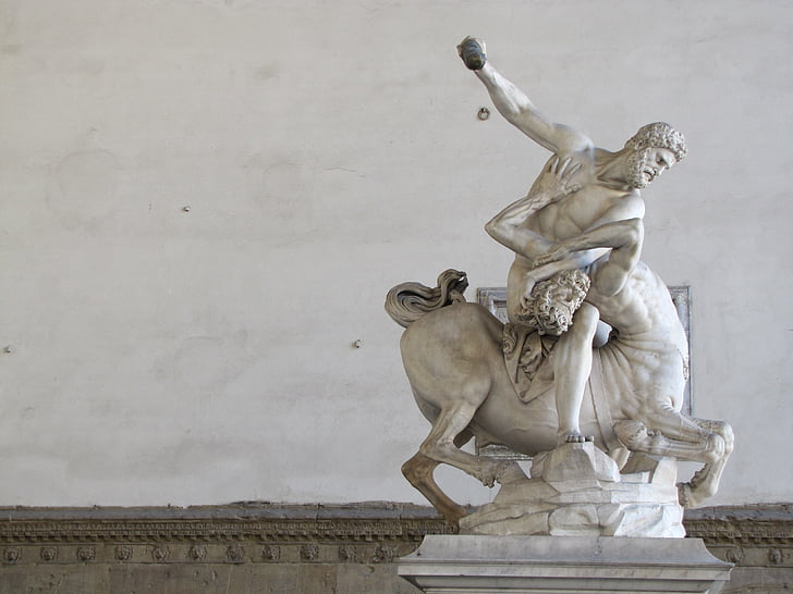 Hercules besejrer kentaurt, Giovanni da bologna, statue, skulptur, arkitektur, Italien, Europa