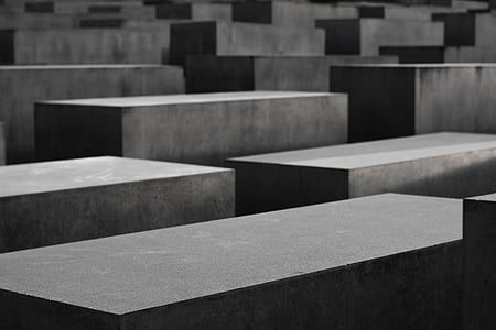 Berlín, formigó, memorial de l'Holocaust, tristesa, pedra, en una fila, fotograma complet