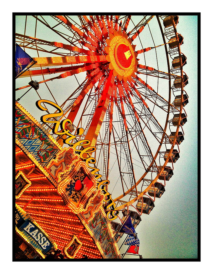 năm nay thị trường, Ferris wheel, bầu trời, Lễ hội dân gian, carnies, đầy màu sắc, màu sắc