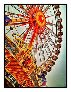 leto trg, panoramsko kolo Wiener Riesenrad, nebo, folk festival, carnies s, pisane, barva