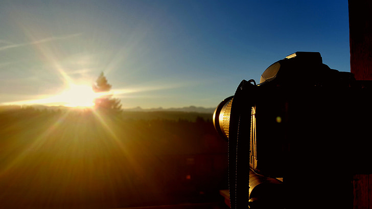 appareil photo, Nikon, lever du soleil, photo, photographie, objectif, appareil photo reflex
