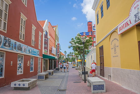 Curacao, Willemstad, renkli, Antilleri, Karayipler, Hollanda dili, Şehir