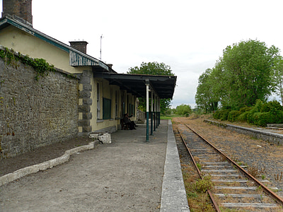 ireland, ballyglunin railway station, county galway, abandoned railway station