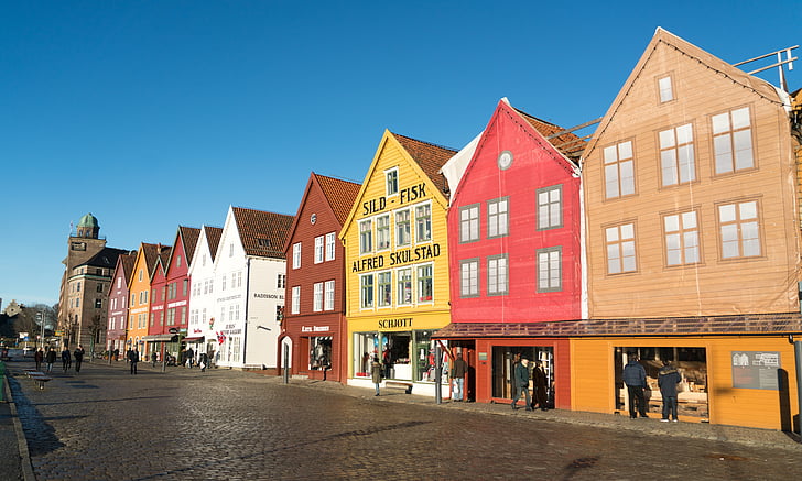 Bergen, Norsko, město, Evropa, Skandinávie, Architektura, cestování
