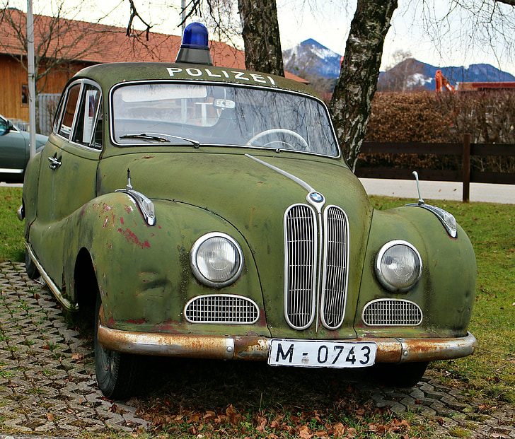 Polizei-Auto, Oldtimer, Film-Auto, isar12, Auto, alt, Streifenwagen
