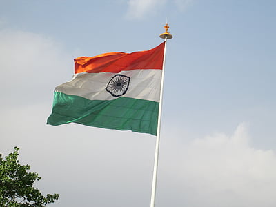Intia, lippu, maan, symboli, yhteistyö, väri, tuki