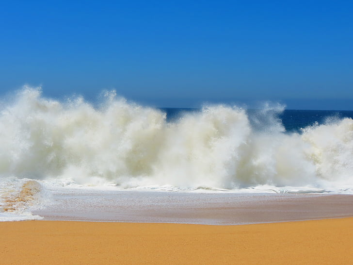 burácející vlny, Lover's beach, Mexiko, Cabo, pláž, oceán, obloha