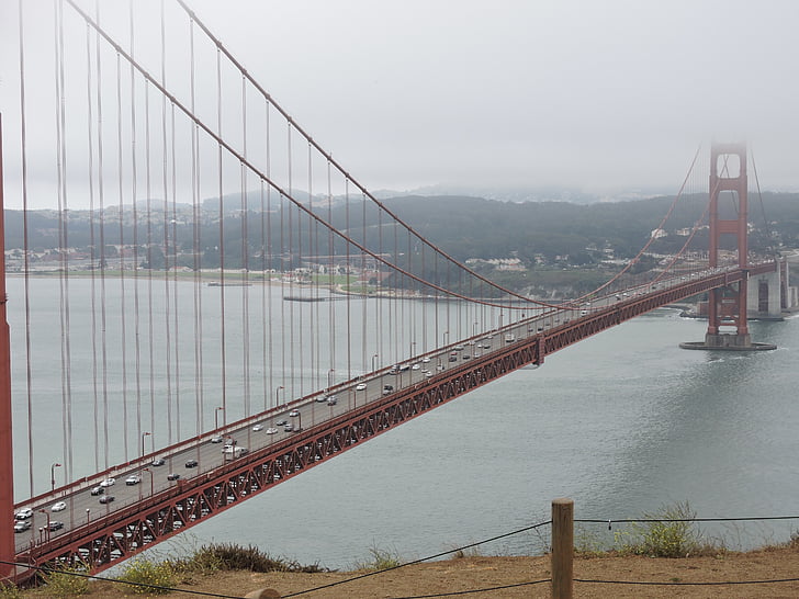 Мост Золотые ворота, мост, Висячий мост, Сан-Франциско, воды, Калифорния, залив