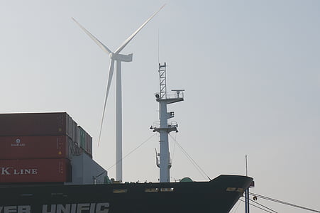 port, énergie éolienne, conteneur, pinwheel