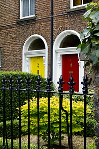 uksed, Iirimaa, Värvid, Sulgege, maja, akna, arhitektuur