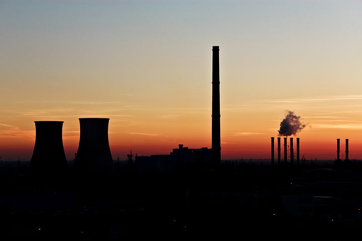 замърсяване на въздуха, подсветка, въглища, зората, здрач, енергия, мелница