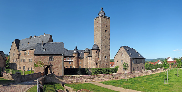 Castle, fæstning, Steinau, Tyskland, Hessen, om fastsættelse af, City væg