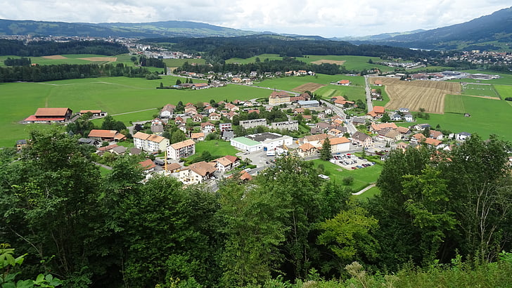 krajobraz, Szwajcaria, wieś, Europy, góry, Gruyère