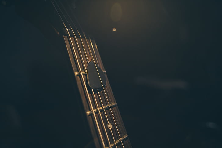 close-up, guitar, guitar pick, musical instrument, string instrument