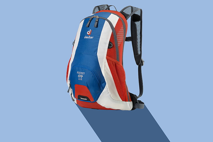 backpack, sport, leisure, blue, white, red, black