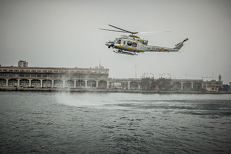 helicóptero, Italia, Trieste, control, mar, Puerto