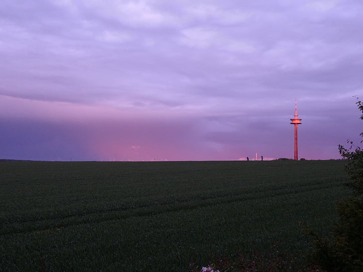 radio tower, tower, sunset, afterglow, sky, twilight, evening sky