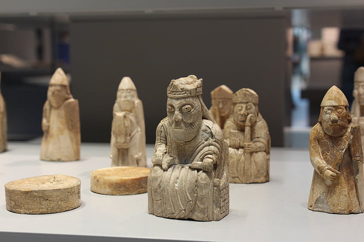 Schaken, schaakstukken, Lewis-schaakstukken, British museum, stukken, koning, eiland van lewis