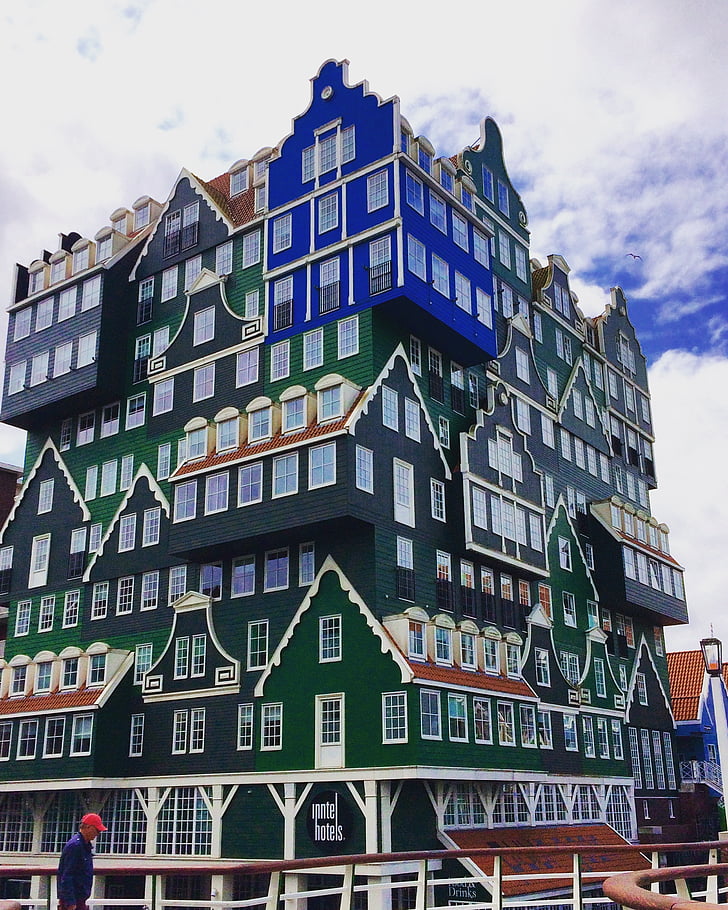 Hotel, Zaandam, Amsterdam, arsitektur, perjalanan, Belanda, canalside