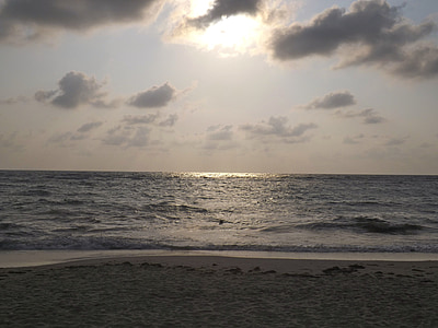 zalazak sunca, more, valovi, plaža, jutro nebo, večernje nebo, Honduras