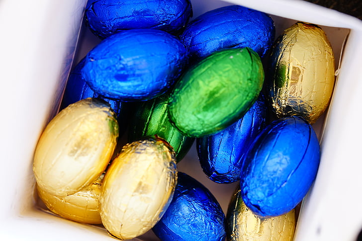 pääsiäismunia, muna, suklaamunat, suklaa, Pääsiäinen, värikäs, väri