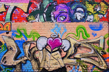 Graffiti, veggmaleri, spray, kunst, hauswand, maleri, sprøyta