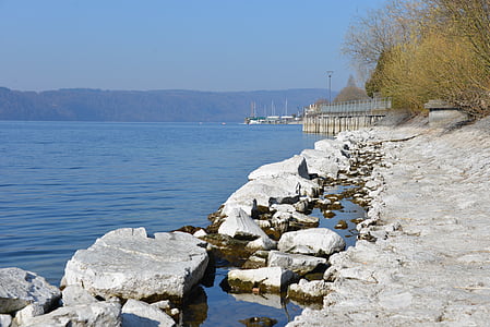 lake constance, water, beach, stones
