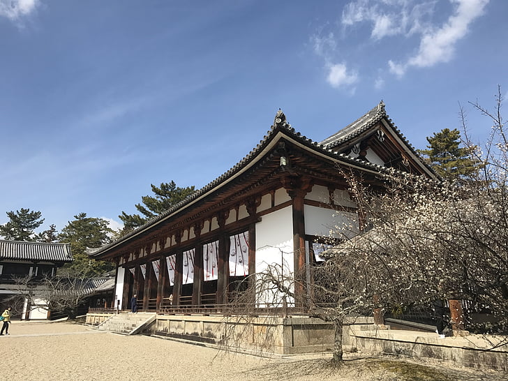 templom, Horyuji, Japán, worldheritage, Nara, Ázsia, építészet