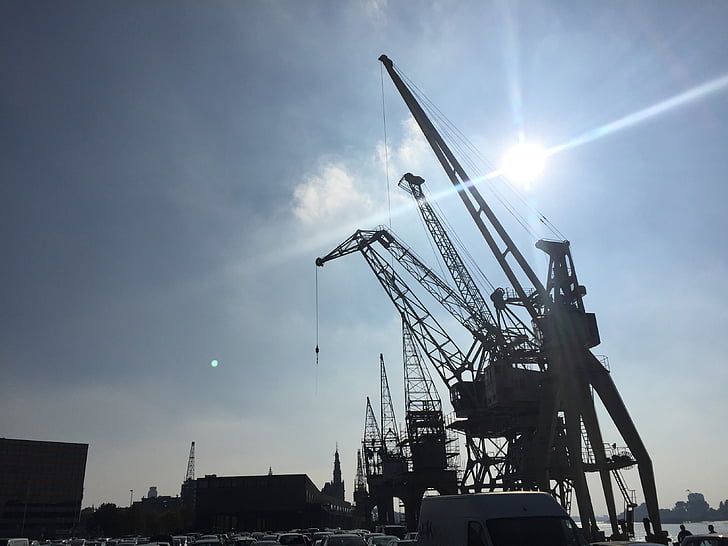 Antwerpen, industrin, hamnen, tranor