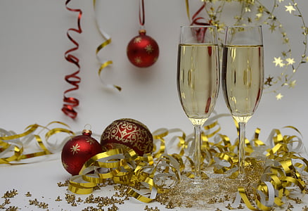 nytårsaften, New year's greetings, champagne, støder sammen, drink, alkohol, fejre
