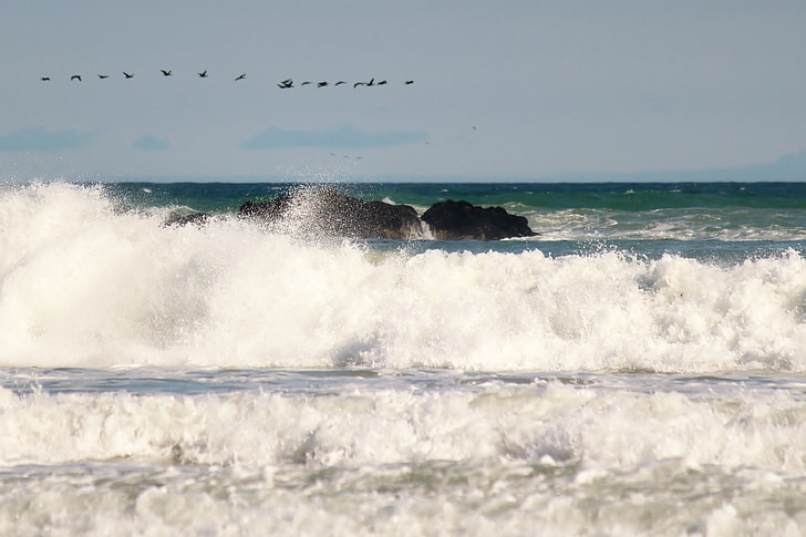 Sea, Ocean, vesi, Aalto, spray, vaahto, Rock