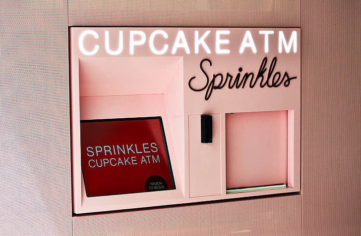 atm, cupcake, cookies, vending machine, vending, machine, style