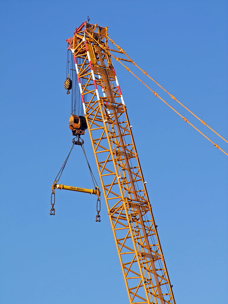 crane, orange, metal, industry, harbour crane, large, hard