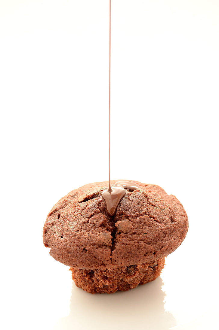cooked, chocolate, muffin, Liquid, cupcake, food and drink, white background