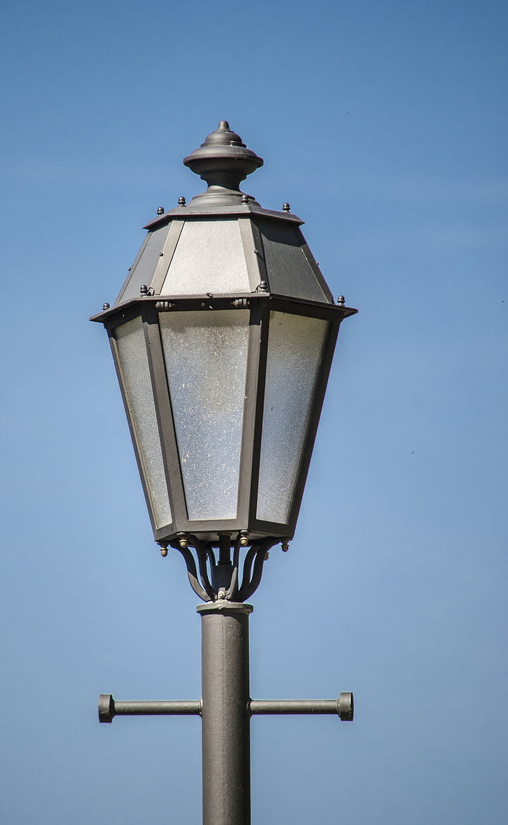 Street lampe, himmelen, blå, Lukk, lampe, Metal, lys