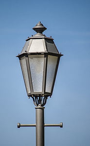 lampy uliczne, niebo, niebieski, Zamknij, Lampa, metalu, światło