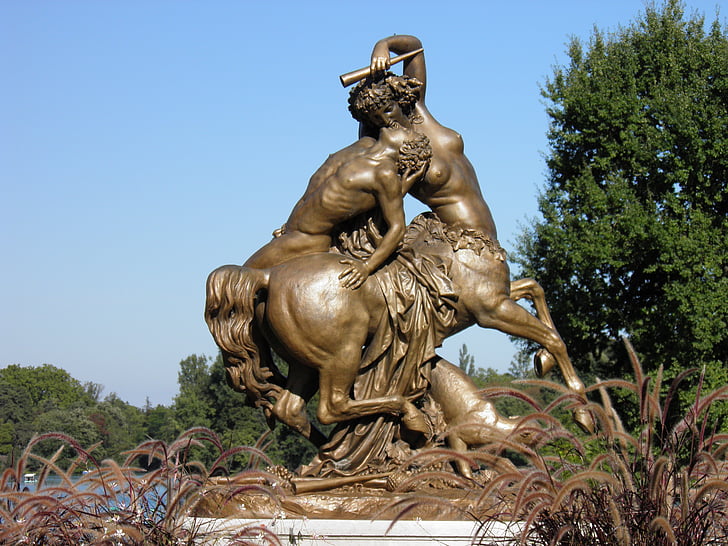 Parc tête d'or, Lyon, Frankrike, staty, par, skulptur