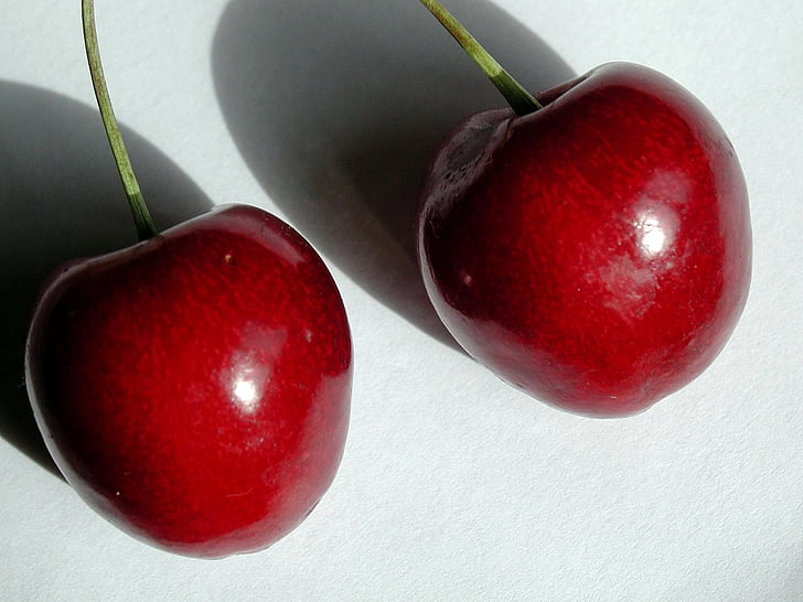 cherries, close up, macro, ripe, fruit, red, cherry