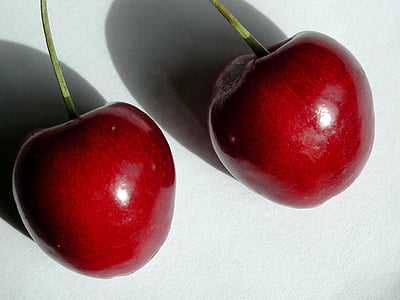 třešně a višně, Detailní záběr, makro, zralé, ovoce, červená, třešeň
