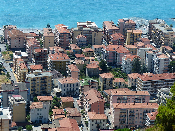 Ventimiglia, střechy, Domů, město, severní Itálie, provincie imperia, Imperia