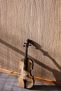 viool, muur, schaduw, instrument, muziek