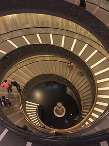 museum, rome, scale, spiral, staircase, architecture, steps