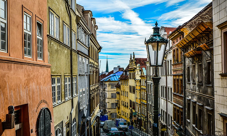 Prague, iela, debesis, Čehu, Eiropa, Eiropas, pilsētas