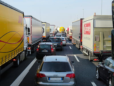 promet, prijevoz, džem, autocesta, auto, vozila, kamion