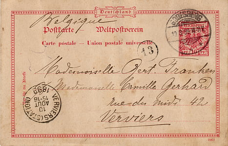 postkort, nostalgi, gamle, stempel, Tyskland, skrift, 1899